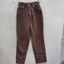 VINTAGE Levi's Women Pants 9 Brown Corduroy White Tab Triangle Mom High Rise