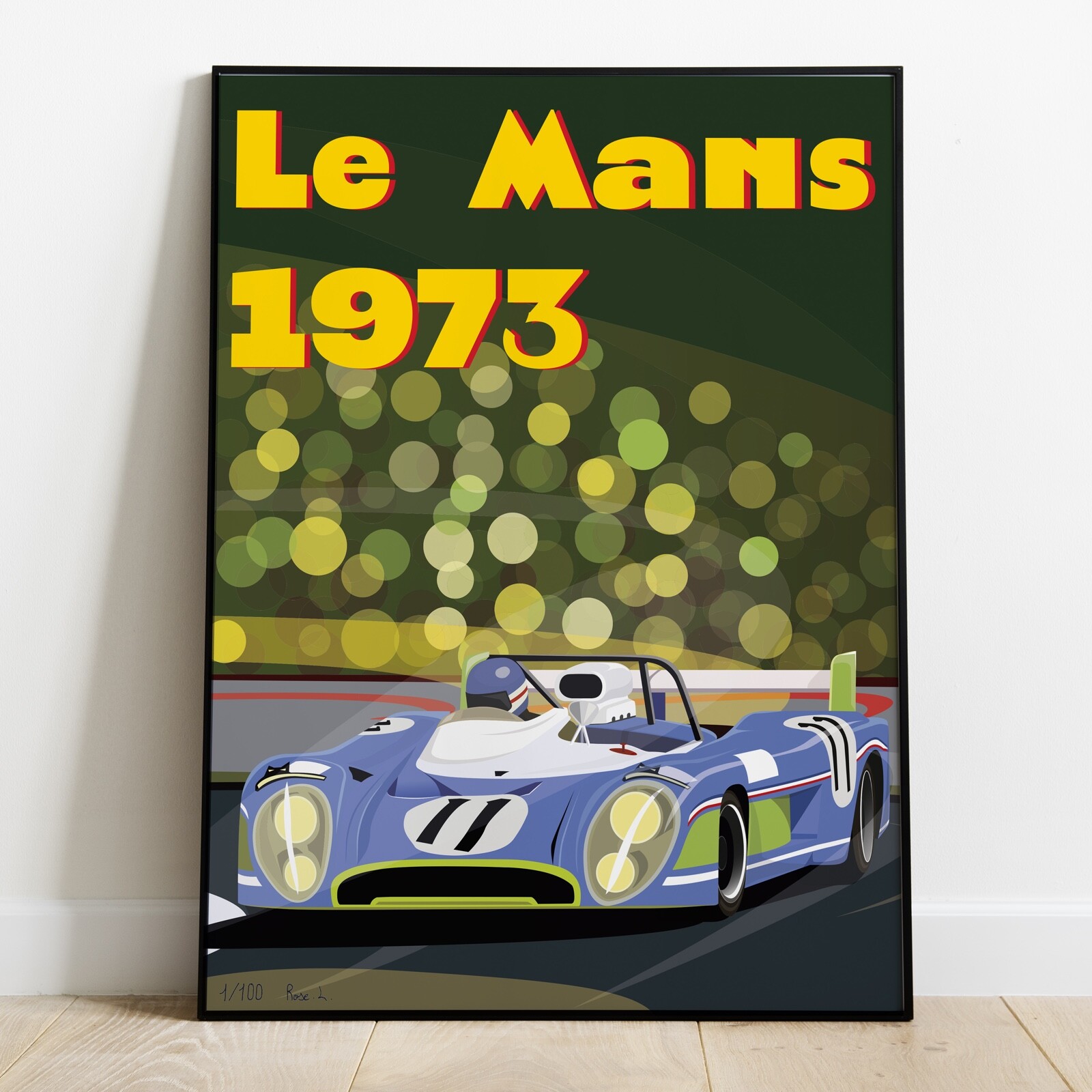Affiche 24 heures du Mans 1973 Matra vintage Salumec Design papier d'art premium