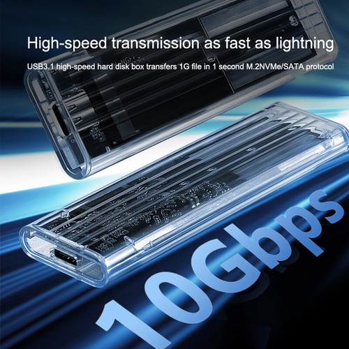 M.2 NVME PCIe NGFF SATA Protocol Case Clear 10Gbps External Hard Disk Box Ca _cn - Afbeelding 5 van 14