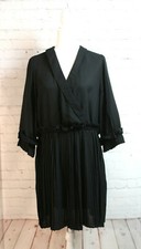 S ~ NWT ~ boohoo Women's Pleated Skater Skirt Mini Dress Black Sz 16