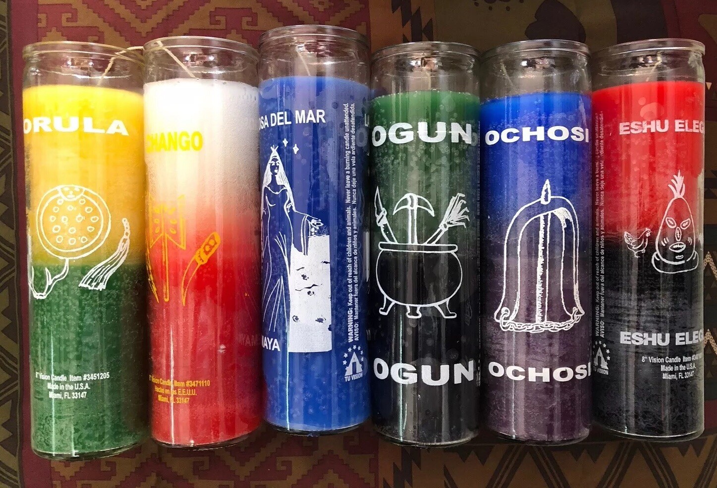 6 Veladoras yoruba CANDLES GLASS 57DAY Velas SUPERPODEDORA espiritual