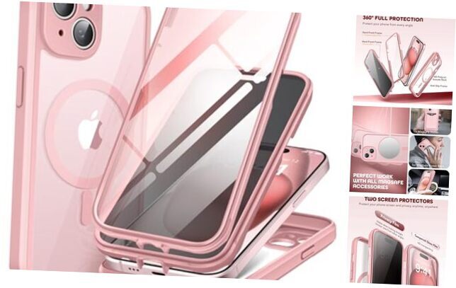 Magnetic for iPhone 15 Case Compatible with Magsafe, iPhone 15 6.1 inch Pink-image