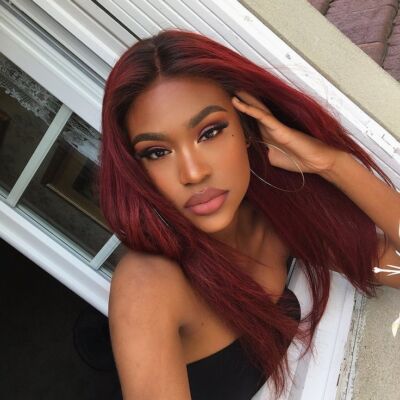 Long Burgundy wig with dark roots New without tags Amazon.com : Haoke Dark Root Burgundy 1BT 99j Lace Front  main image 4