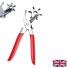 6-in-1 Leather Hole Punch Plier Set - Carbon Steel Revolving Puncher for Belts