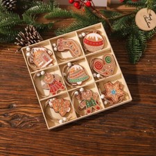 NEW Gingerbread Wood Christmas Ornaments 18PC Set