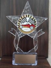 Use for Pinewood Derby Clear Ice Star Trophy - with free personalized plaque.