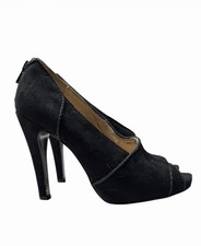 Nine West Women’s 5.5M Black Peep Toe Platform Stiletto Heels Zip Back