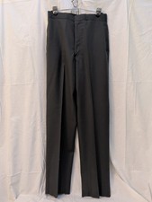 Vntg Army Trousers Mens Polyester Wool Serge AG 344 Class 6 31R Green Unhemmed