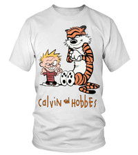FUNNY Calvin and Hobbes white T-shirt All sizes unisex 52
