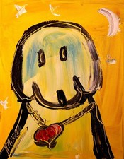 DOG ART - Painting Stretched Canvas Impressionist KAZAV