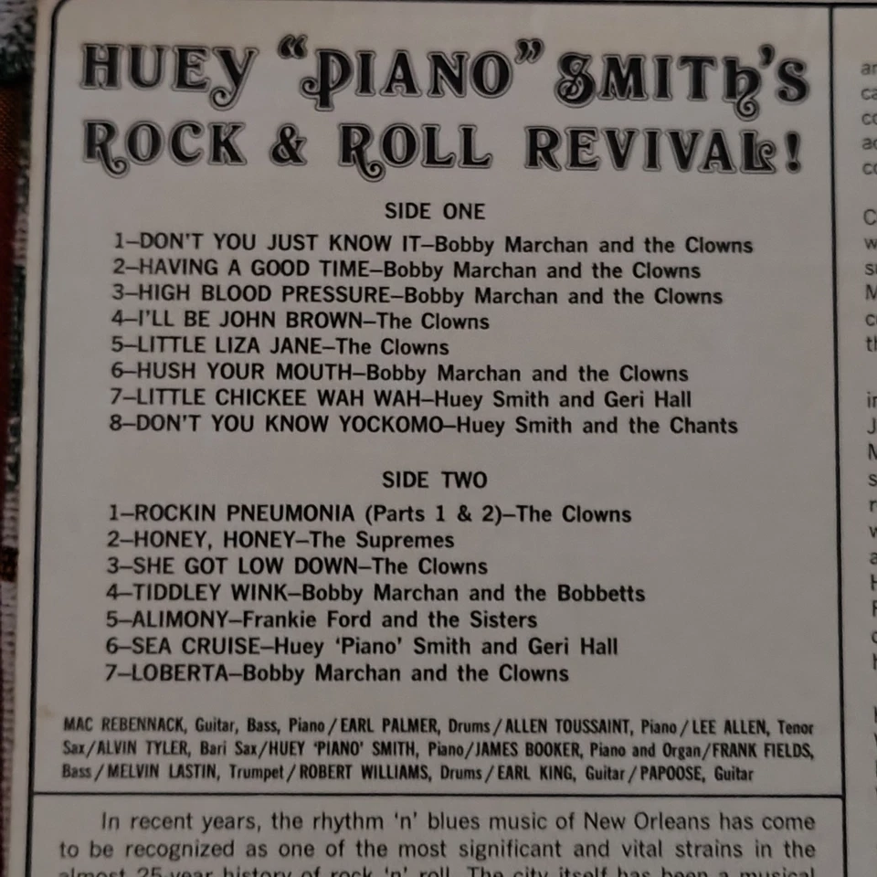 HUEY "PIANO" SMITH: rock and roll revival! (ACE Records 2021) LP Original 1971 - Imagem 3 de 4