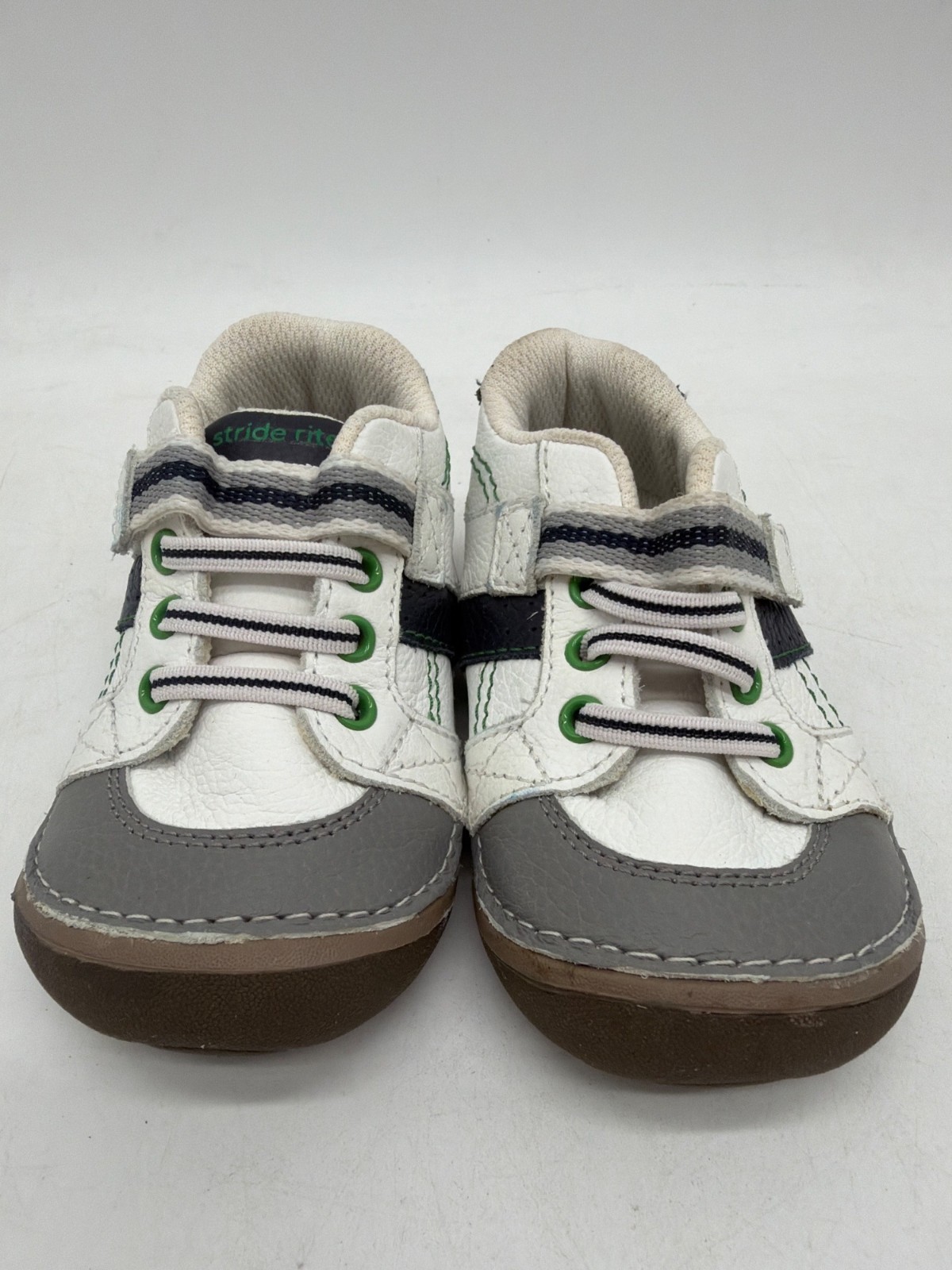 Stride Rite Toddler Boy Shoes Size 4W White Gray Navy Closur