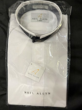Neil Allyn S 30/31 White Tuxedo Shirt with Black Collar