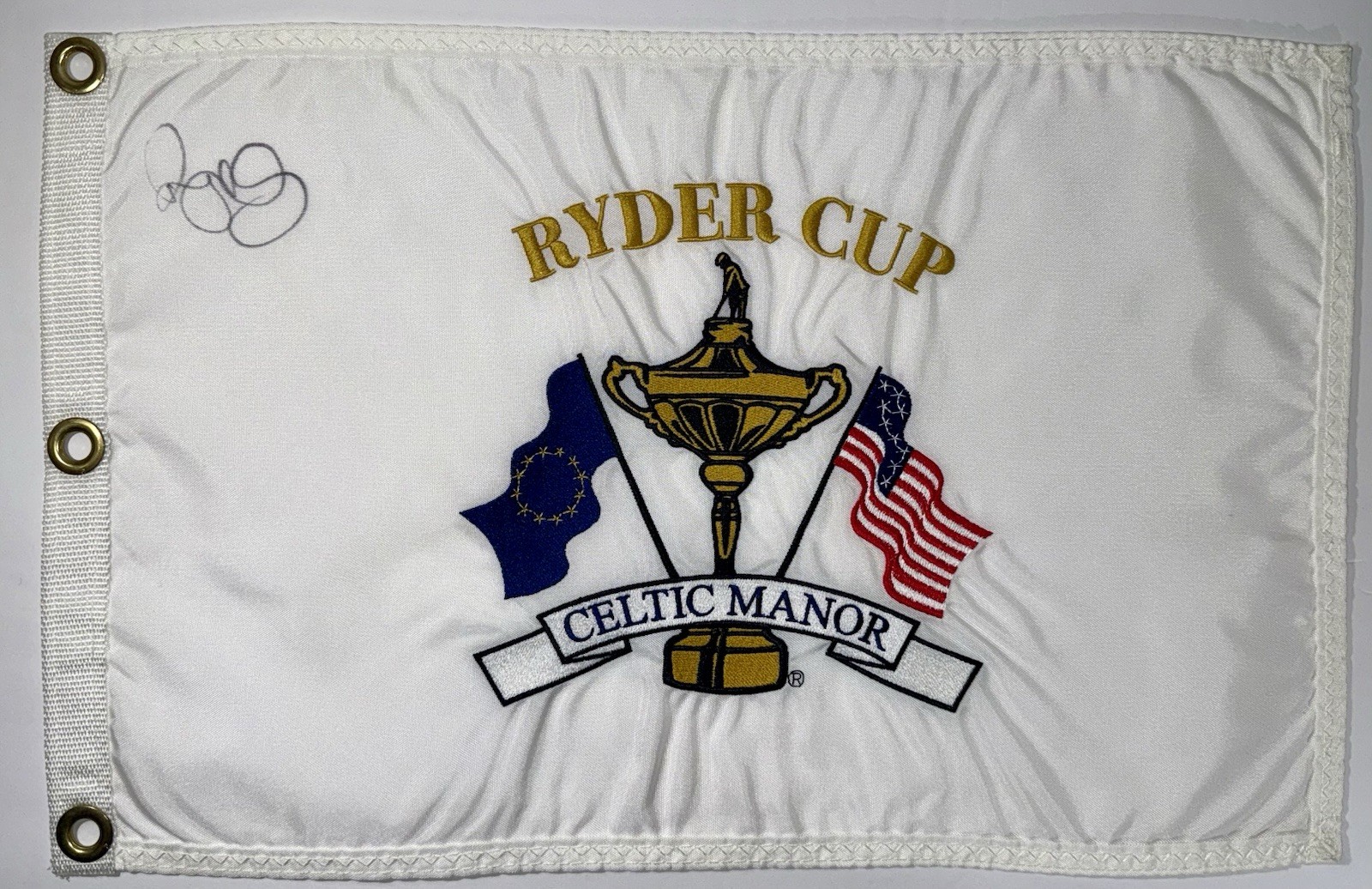 Rory Mcilroy signed 2010 Ryder Cup Flag Celtic Manor golf psa dna loa view 6