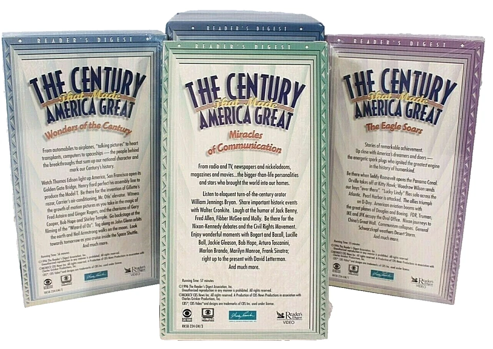 "The Century That Made America Great" Reader's Digest & CBS 3-Tape Set VHS 1996 - Image 4 of 4