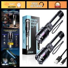 High Lumens LED Rechargeable Flashlights 20000, 2 Pack, USB C, Bright 12H, Compa