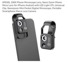 APEXEL HD 200X Magnification Microscope Lens with CPL LED Light For Smartphones