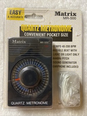 MATRIX MR-500 Quartz Metronome Convenient Pocket Size Earphone NIP New