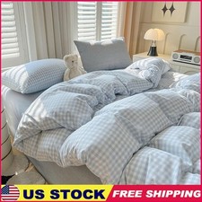 Gingham Comforter Set Cozy Soft Microfiber Queen Bedding Gift All Seasons New