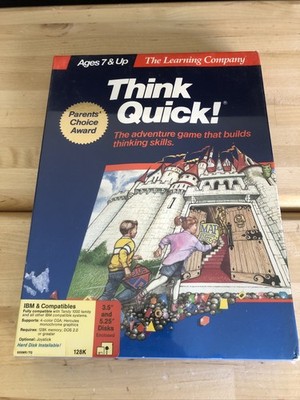 Vintage NEW  Learning Company THINK QUICK  Big Box PC Game IBM Floppy 3.5''&5.25''
