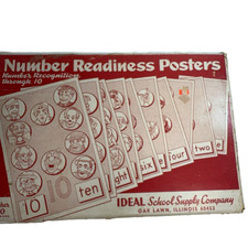 Vintage Ideal Number Readiness Posters 1-10 Circus Animals School Set USA 7620