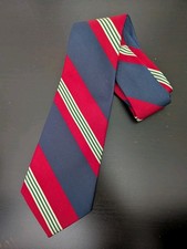 Polo Ralph Lauren Tie Regimental Stripe Red/Navy Striped Lux USA Made Silk 56"