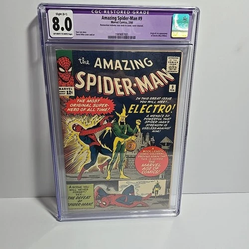 The Amazing Spider-Man #9 (Feb 1964) CGC 8.0 Restored Slight B-1 Electro Key