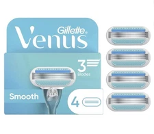 Gillette Venus Smooth Women's Razor 3 Blade Refills, 4 Count