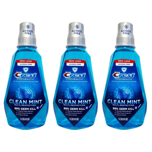 SET 3 Crest Pro Health Multi-Schutz Mundspülung Spülen Sauber Minze, 1L (33,8 oz)