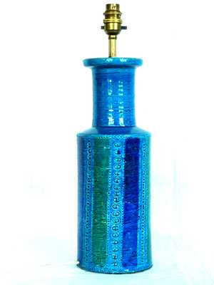 Keramik Tischlampe Aldo Londi Bitossi Rimini blau Mid Century Vintage italienisch