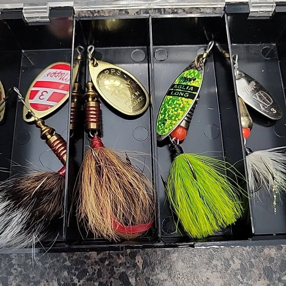 ¡Nuevo! VINTAGE Mepps Killer Kit Spinners Ganchos Señuelos 6 piezas Pesca en Caja Original Foto 4 de 4