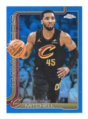 2025-26 Topps Chrome Donovan Mitchell Card Blue Refractor SN Cleveland Cavaliers