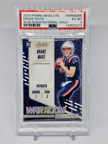 2024 Drake Maye Panini Absolute War Room Materials Gold /99 #WRM-DME PSA 6