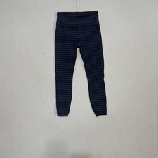 Athleta Navy Blue Striped High Rise Leggings XS 7/8 Length Yoga Pants