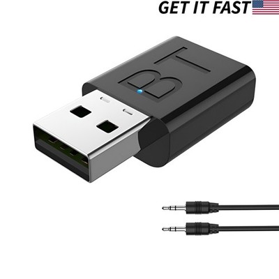 USB Bluetooth 5.0 Audio Receiver to 3.5mm AUX Adapter for PC Car Speaker TV