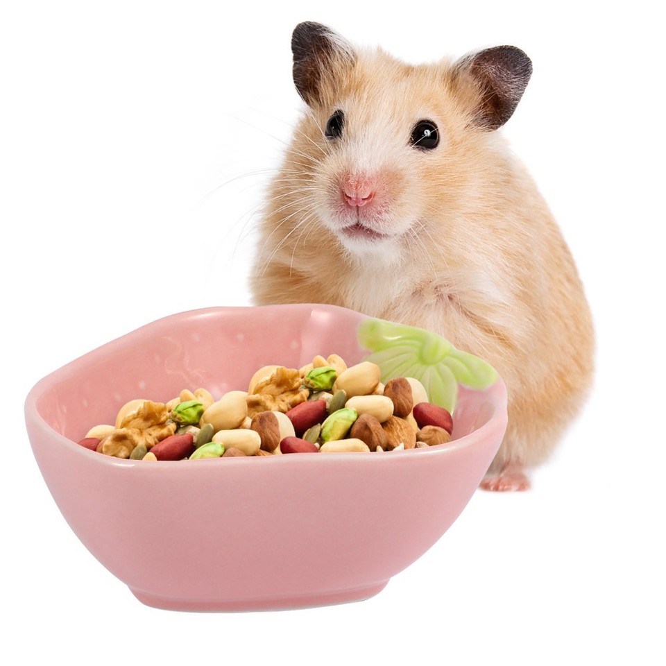 Cartoon Ceramic Small Pet Food Bowl Hamster Water Dish Strawberry Shape ...