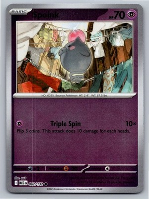 Spoink 062/132 Common Mega Evolution Pokemon Reverse Holo Near Mint