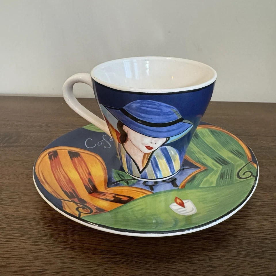 EUC MISONO “CAFÉ PARIS #4914” FLAT CUP AND SAUCER SET - Image 2 of 4