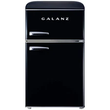 Galanz Retro Compact Refrigerator 3.1-CuFt Top Door Freezer Interior Light Black