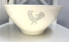 Pier 1 Provence Rustic White Large 2.5 Qt Earthenware Mixing Bowl With Rooster