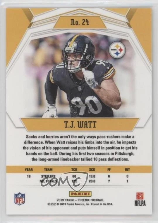 2019 Panini Phoenix Yellow /75 TJ Watt #24 - Image 2 of 2