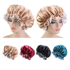 Women Silky Satin Bonnet Reversible Sleep Cap Salon Chemo