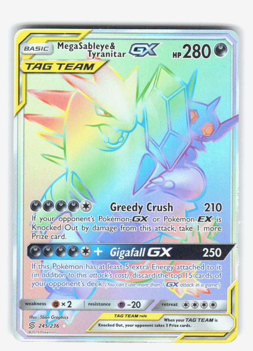 Mega Sableye & Tyranitar GX (Secret) Secret Rare SM - Unified Minds 245/236 MP