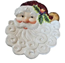 Fitz and Floyd Essentials Santa Face Christmas Decorative Plate Ceramic Dish