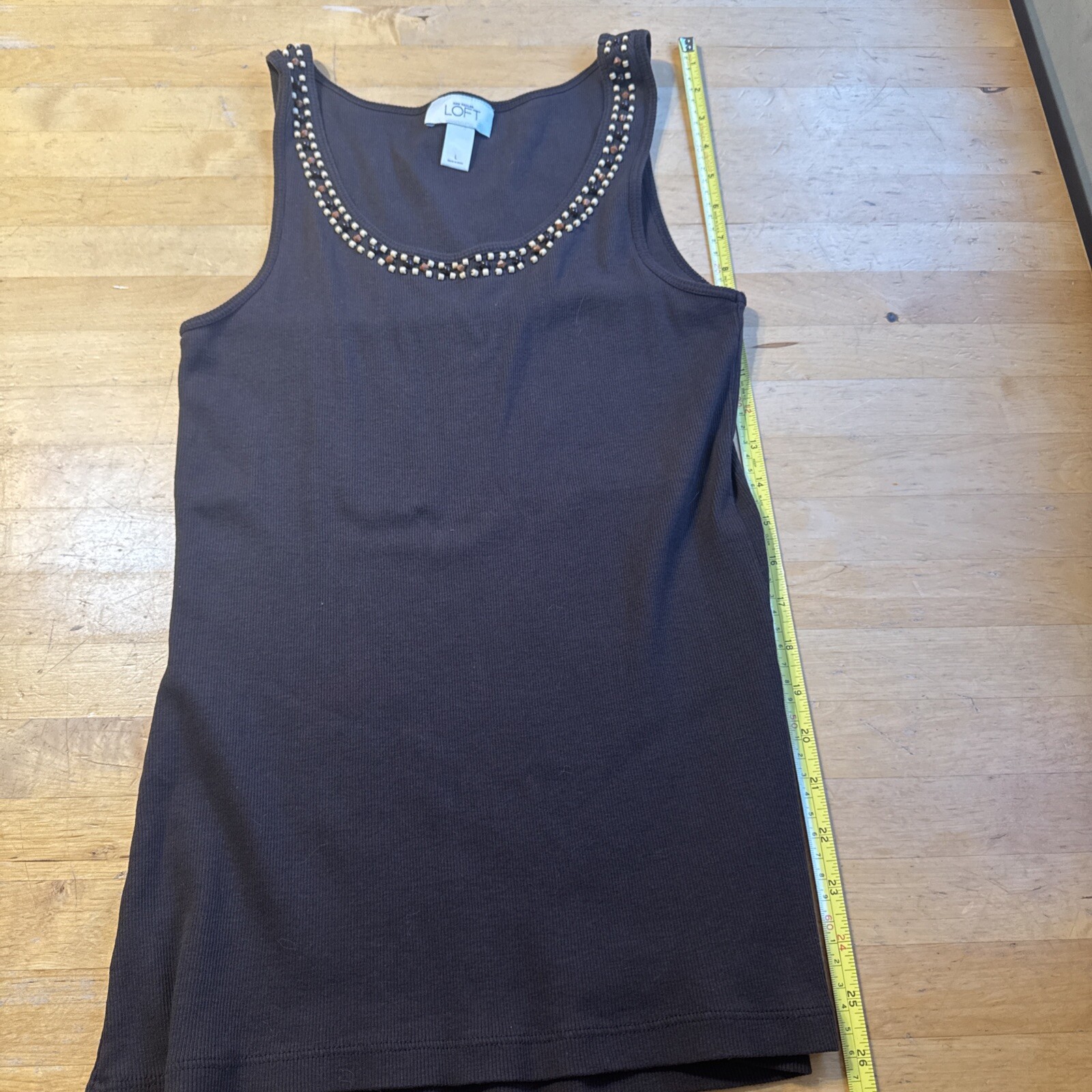 Ann Taylor Loft Large Women’s Tank Top Brown Beaded
