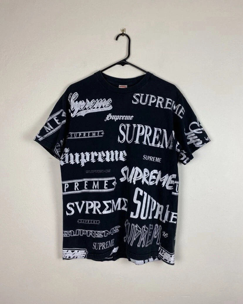 T shirt Supreme Multi Logo Noir AOP All Over Print Medium M