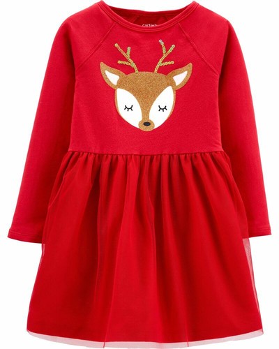 Carter's Reindeer Jersey Tutu Dress 6M 