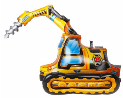 Builder Balloon Birthday Party Construction Excavator Vehicle Decoration Huge 3D