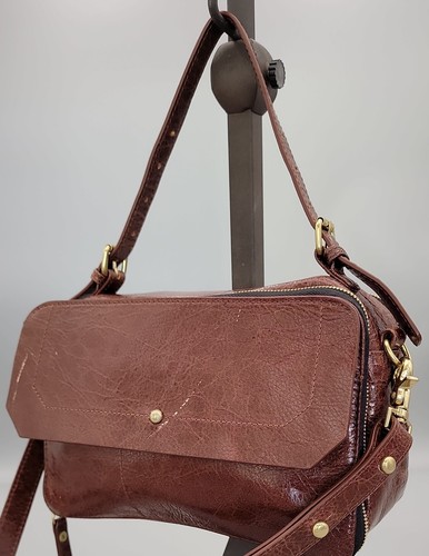 12th Street by Cynthia Vincent Leila Glazed Leather Double-Zip Crossbody Bag 