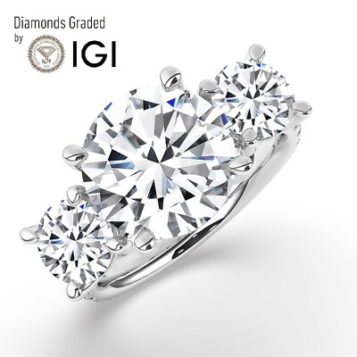 Runder Solitär 950 Platin Trilogie Ring, 7,50 ct, Lab-gezüchtet IGI zertifiziert